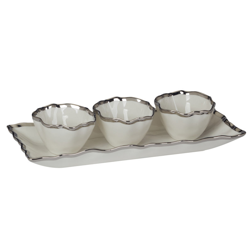 Plateau et bols à condiments 14,25 po Regency Silver