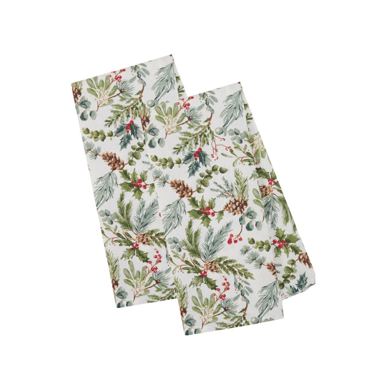 Holiday Sprigs Printed Dishtowel Set/2