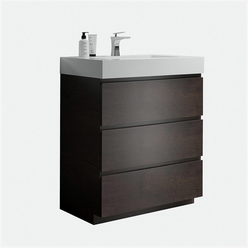 Meuble-lavabo autoportant en noyer de 30 po avec lavabo Alice