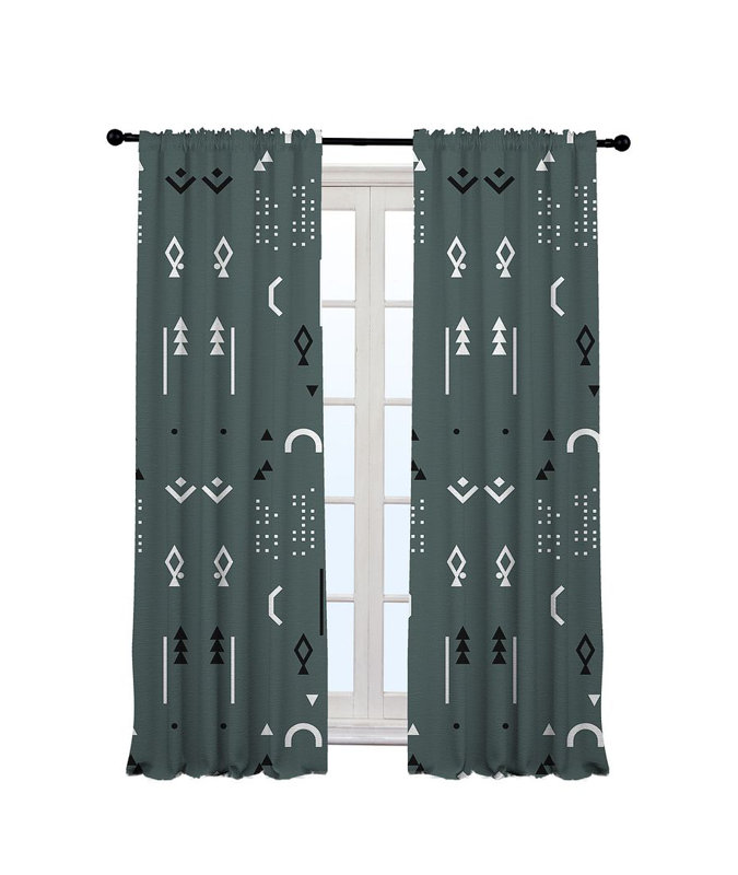 Arawn Semi Sheer Curtain Single Panel, 140cm Width x 175cm Drop, Dark Mint