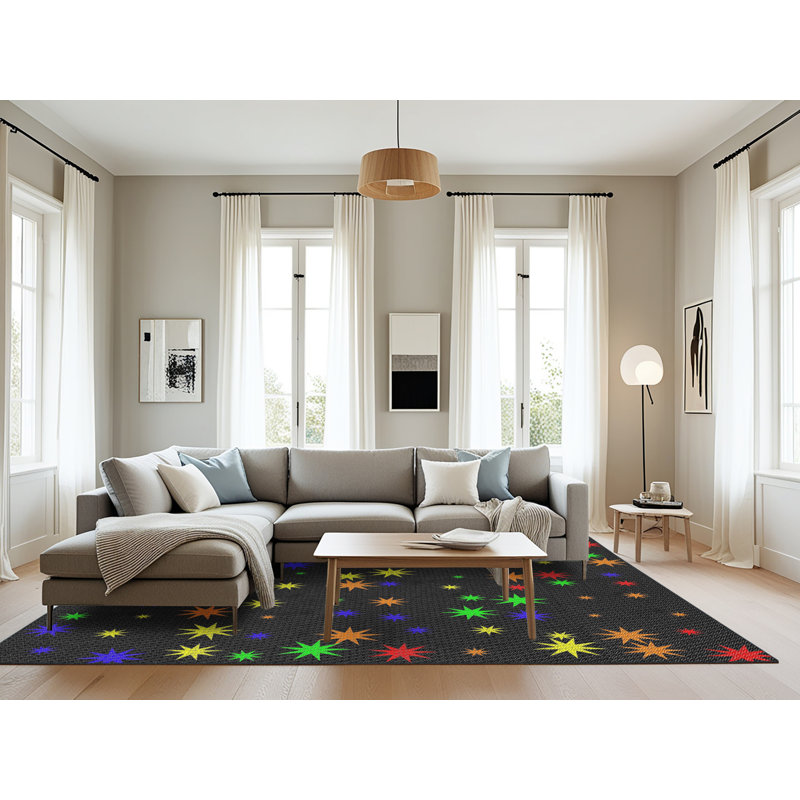 Tapis décoratif noir Schilling, Rectangle 8 pi x 12 pi