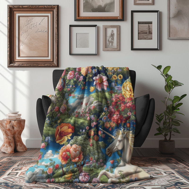 Mystical Rainbow Meadow - couverture en sherpa de qualité supérieure 1 pièce - reproduction d'art luxueuse, Grand lit
