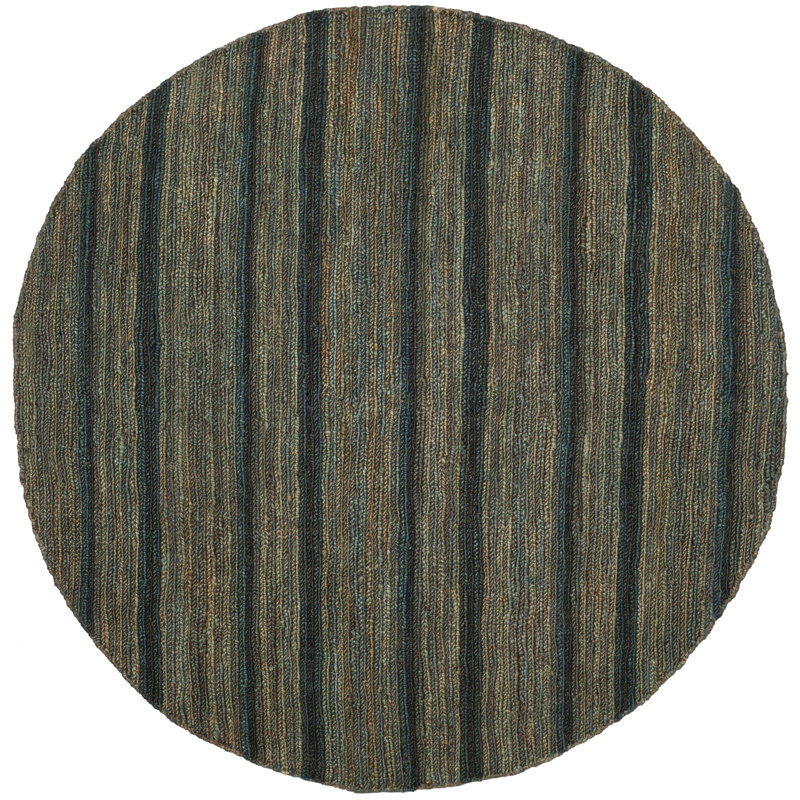 Tapis rayé en jute Feliciana, Rond 6 pi