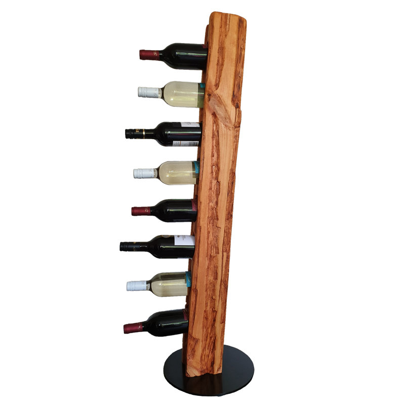 Belfry Kitchen - Rustic wine stand, wine rack, wine holder Made of solid wood; Made by hand For 8 bottles of wine; Height 113 Cm, Diameter 30 Cm; Driftwood look; Country style; Decorative unique specimen