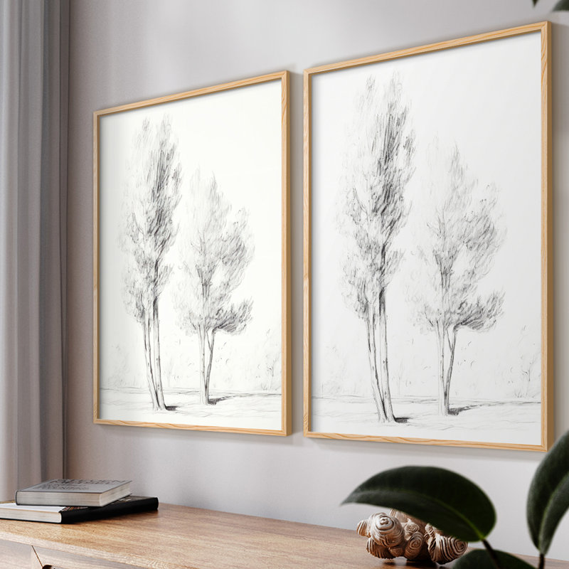 "Croquis rétro VI", 2 pièces, Naturel, H 14 po x l 22 po