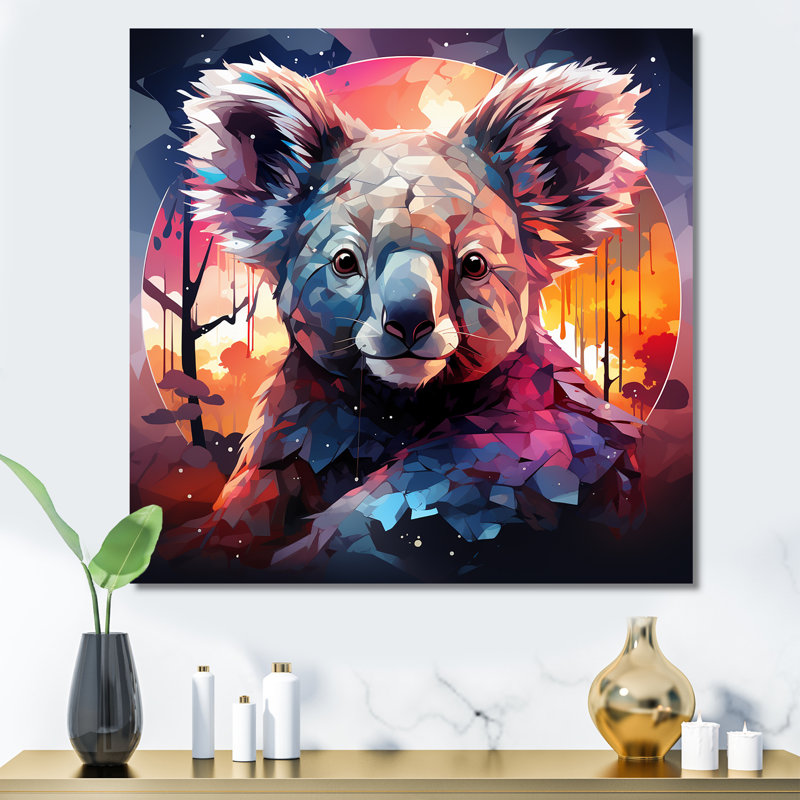 Koala Fiery Sunset III - art mural Koala, Toile tendue, H 30 po x l 30 po x P 1,5 po