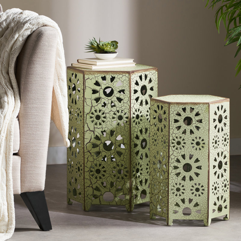 Table d'appoint d'extérieur ELiana, 2 pièces, Vert
