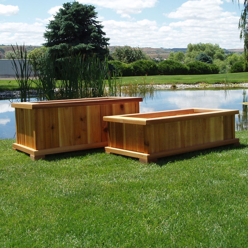Bunceton Handmade Wood Planter Box, Cedar Stain, 13" H x 41" W x 21" D
