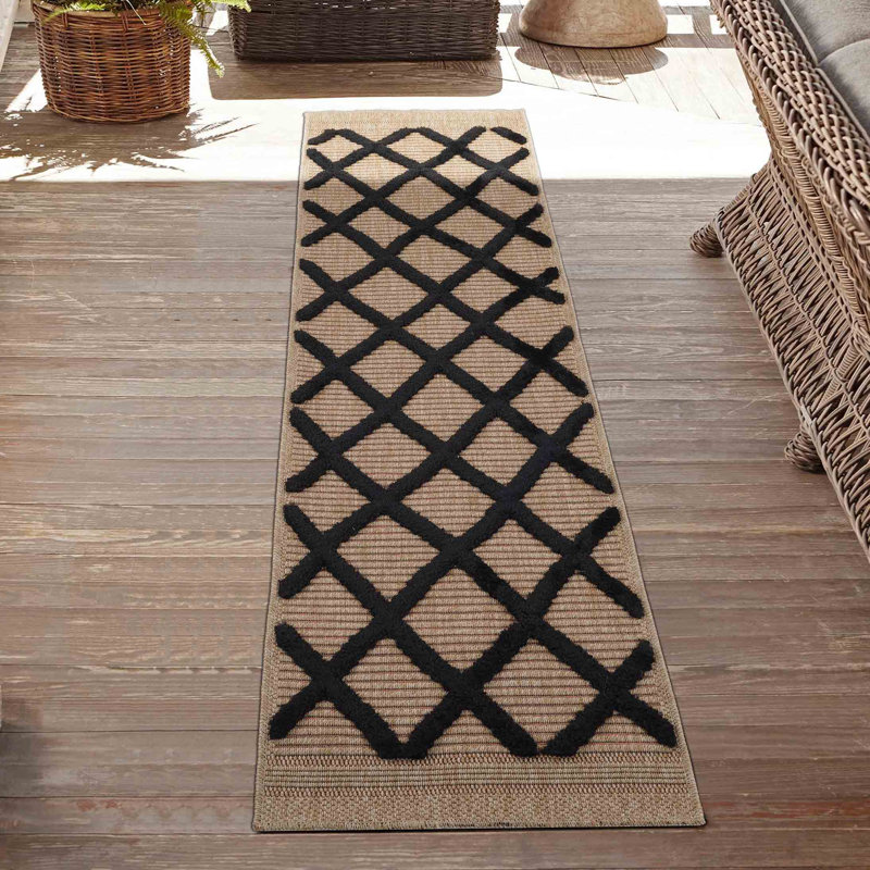 Runner Alovinard Geometric Shapes Braided 60cm X 220cm Indoor / Outdoor Area Rug
