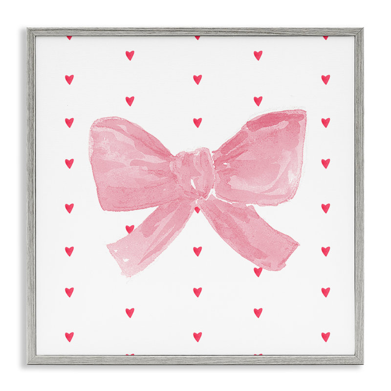 «Pink Bow on Hearts», estampe numérique, conception de Lucille Price, H 17 po x l 17 po, Estampe numérique Farmhouse
