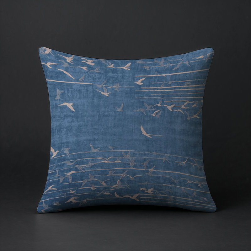 Coussin décoratif intérieur et extérieur Modern, Bleu abstrait 12, Carré 16 po