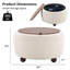 Table basse ronde avec repose-pieds rembourré avec plateau amovible-396738362