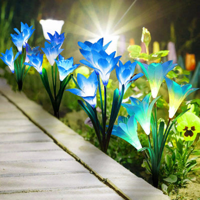 Outdoor Solar Lights 2 Pack Garden Bigger Lily Flowers Multi-Color Changing LED Pathway Light For Patio Yard Lawn Decoration -  Gustave, 1-H510L