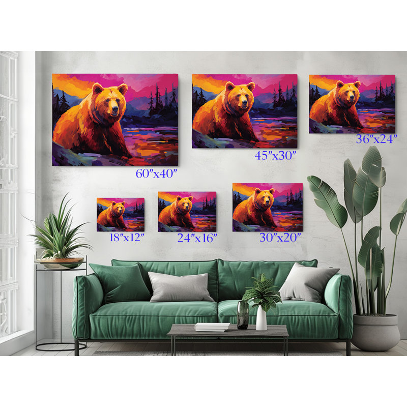 Reproduction d'art sur toile, peinture à l'huile d'un ours, décoration murale moderne pour la maison et le bureau