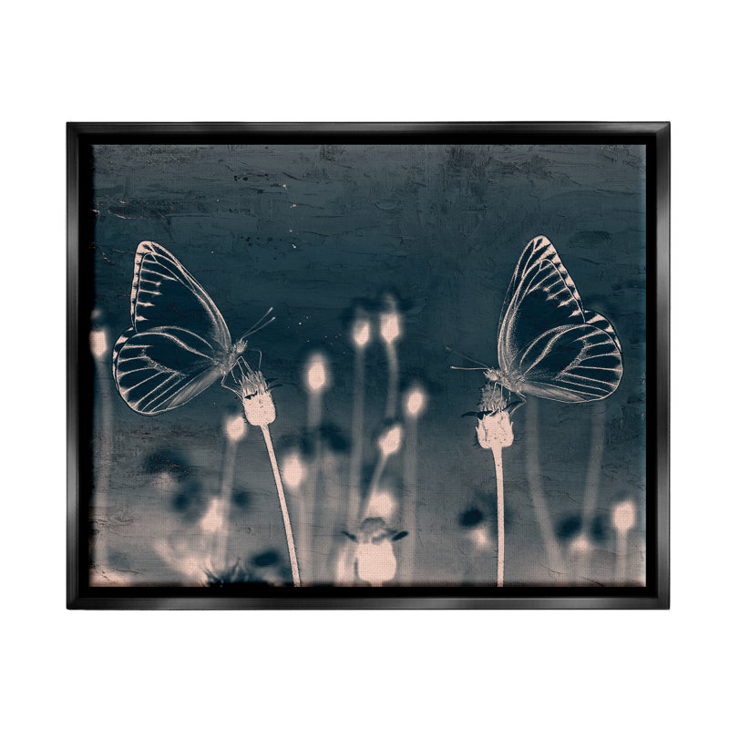 «Gracie Oaks Abstract Grey Butterflies Meadow», art mural sur toile flottante par Kim Allen, H 25 po x l 31 po x P 1,7 po