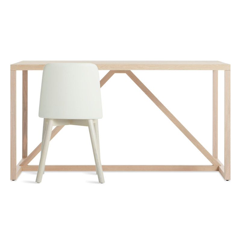 Strut Walnut Wood Dining Table, Standard (29" Height), 28" W x 56" L, Whitewashed Ash