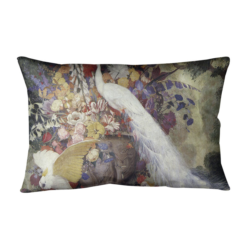 Coussin peacock, Bourre en polyester, 20 po x 14 po, Blanc