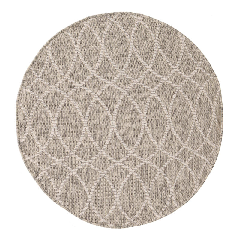 Tapis treillis d'extérieur gris clair, Rond 3 pi
