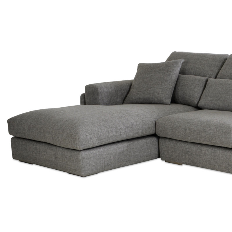 Canapé modulaire 3 pièces rembourré Hollywood, Mélange de coton crème tweed, Accoudoir à gauche (vu de face)