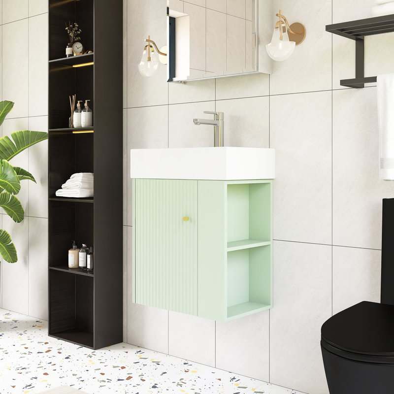 Meuble-lavabo simple 22 po avec comptoir en céramique, Vert