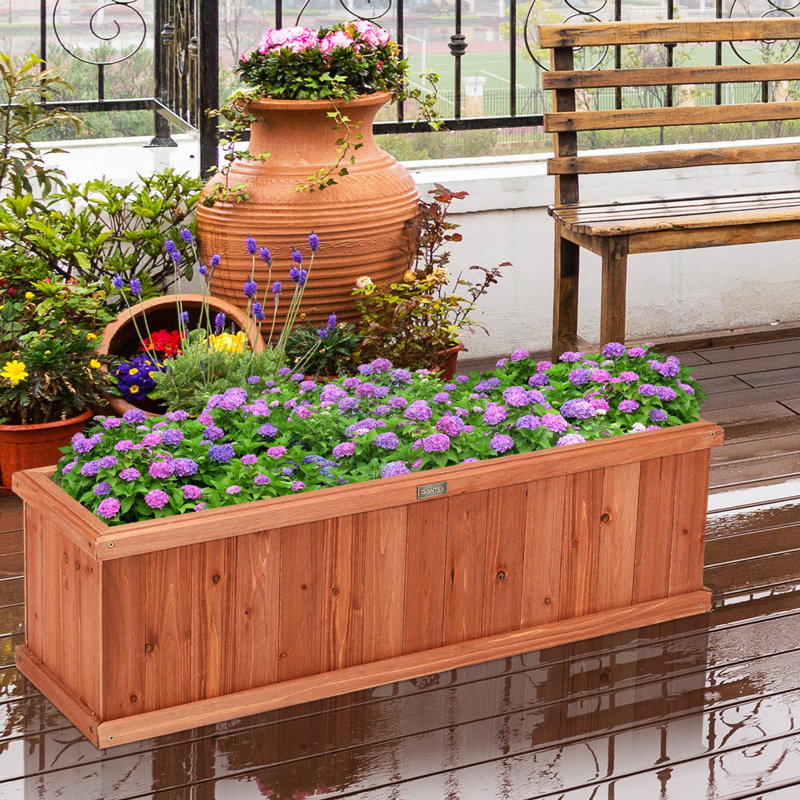 Wood Planter, 30.48cm H x 101.6cm W x 30.48cm D