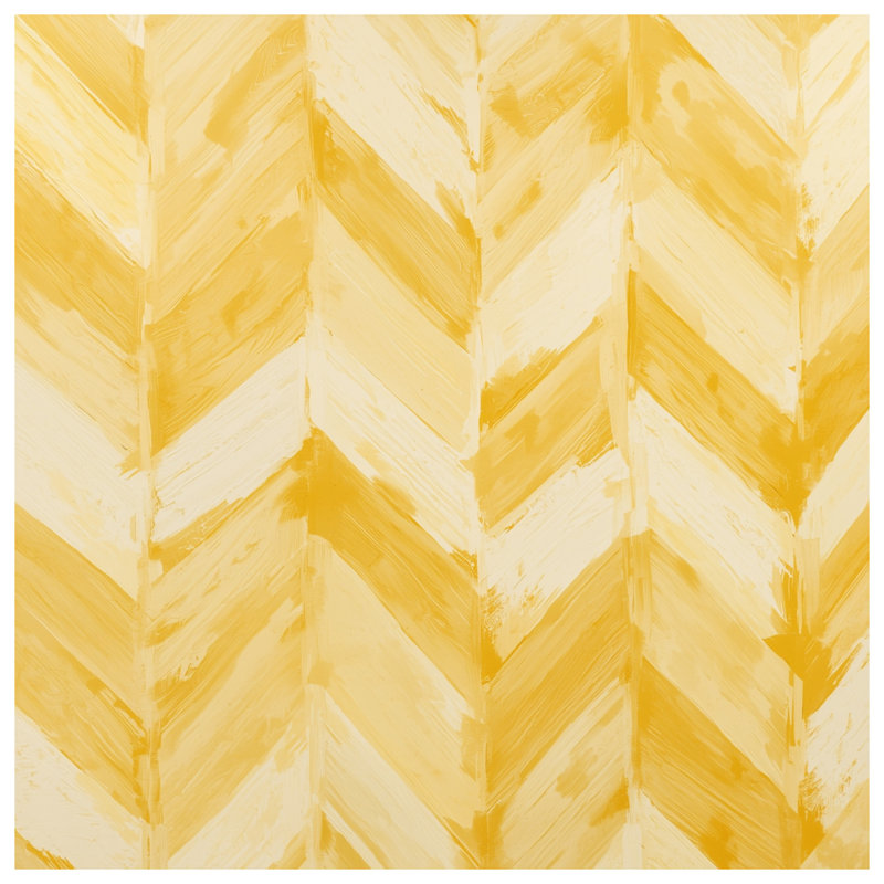 Tapis de bain jaune à motif de chevrons, L 34 po x L 21 po