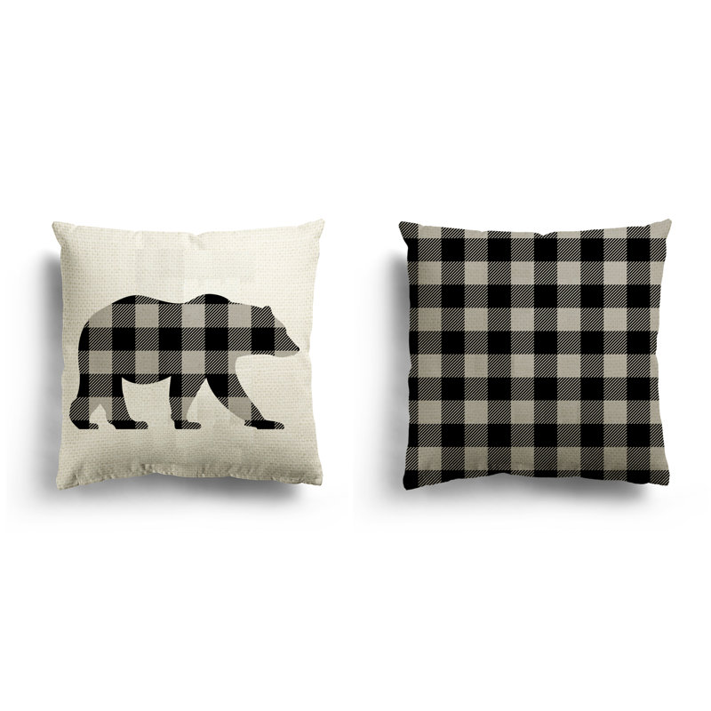 Collection Canada - ours - écossais, rouge et noir, Beige / noir