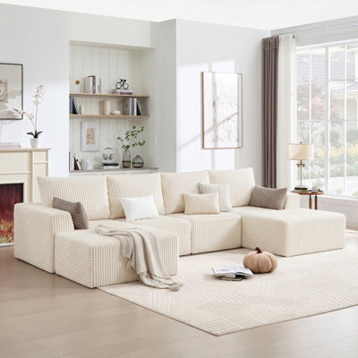 Canapé modulaire rembourré 6 pièces en velours côtelé avec repose-pieds 6 pièces