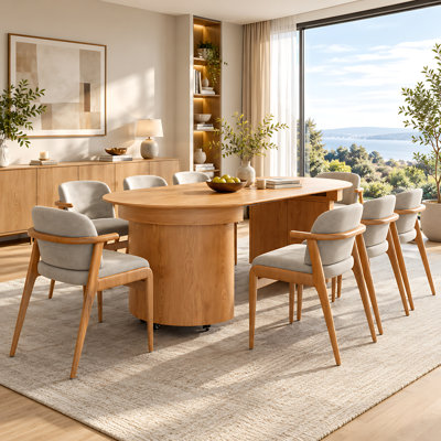35"-83" Extendable Dining Table for 4-10 with Storage Base, Walnut