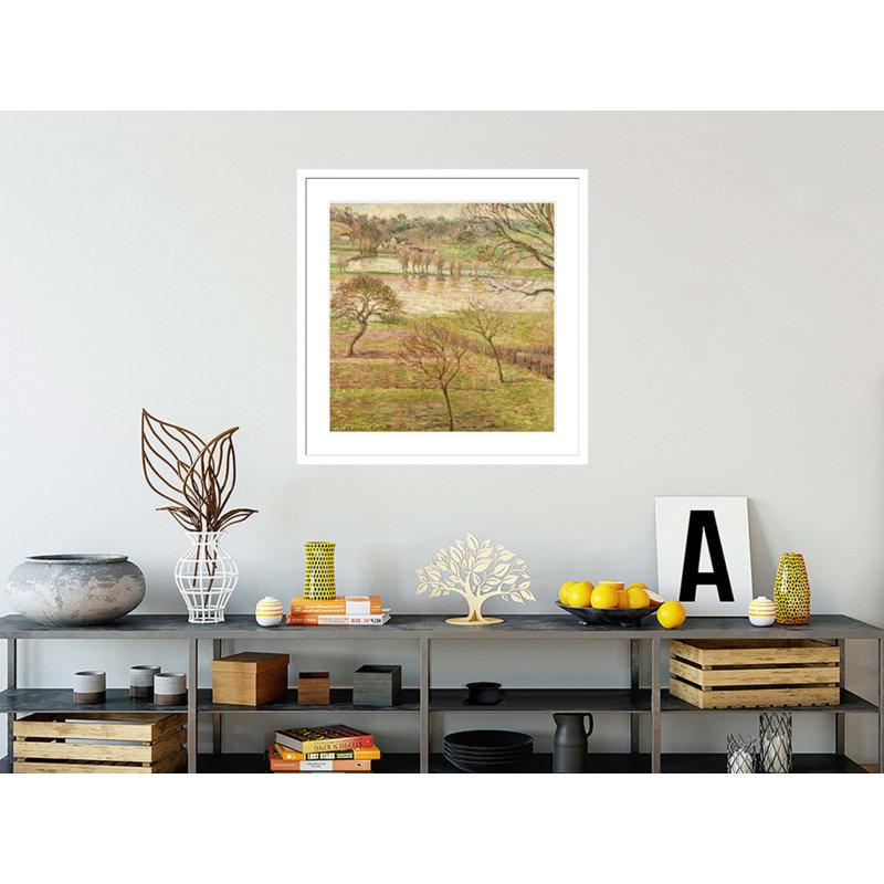 «The Flood at Eragny» par Camille Pissarro, impression giclée sur cadre, H 17,97 po x l 17,75 po