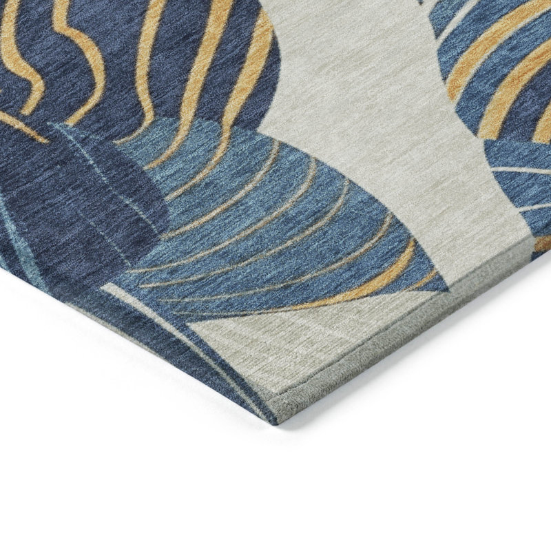 Machine Washable Indoor/Outdoor Husby ACN2220 Floral Rug, Rectangle 3' x 5'