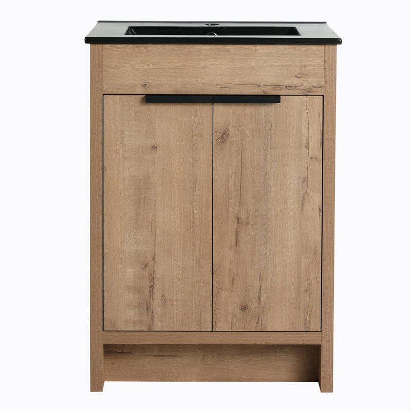 Ensemble de meuble-lavabo simple autoportant 24 po avec plateau en céramique Lall réclam
