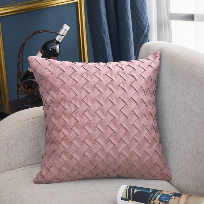 (Covers Only) Set of 2 Cross Shape Solid Colors Throw Pillow Covers, Pink