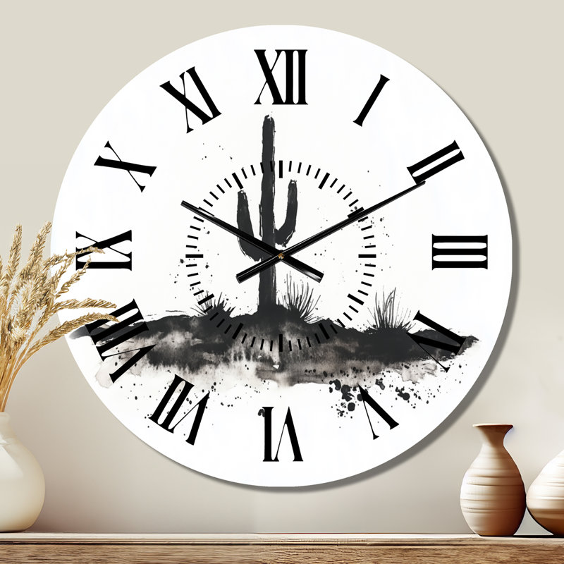 Horloge murale Cactus Silhouette Minimalist - Southwestern, Grand