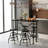 Industrial Bar Table And 4 Stools Set, Solid Pine Wood With Black Walnut Finish, Fixed Height Bar Height Table With Adjustable Stools For Kitchen, Dining Room, Home Bar & Cafe-1852049214