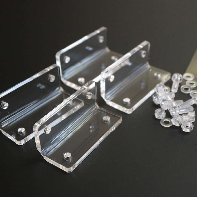 V2, 5mm thickness, Angle L Brackets, Polished Clear Transparent Perspex Acrylic + 20x M5 Bolts, Clear Right Angle Bracket, Corner