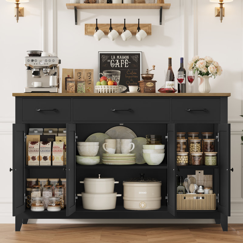 Kitchen Sideboard, Black/Wood