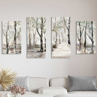 «Stroll Through the Woods» par Lanie Loreth, peinture sur toile tendue 4 pièces