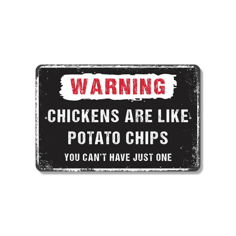 Plaque en plastique 8 po x 12 po Chickens Are Like Potato Chips (paquet de 2)
