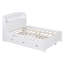 Lit plateforme double en bois avec lit gigogne et tête de lit à DEL, avec tiroirs, blanc-1933423562-1933423563