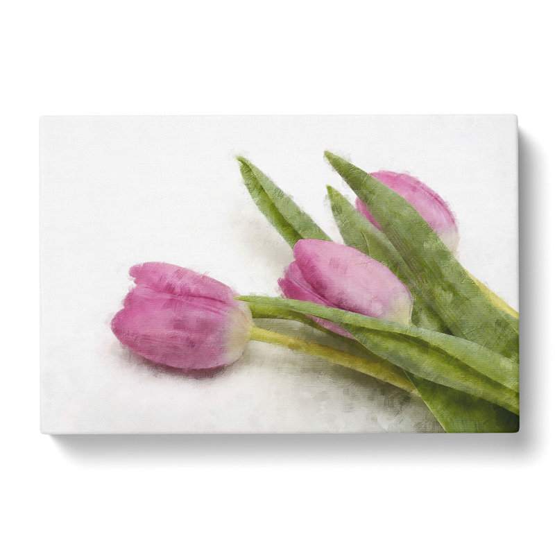 Lilac Tulip Flowers Painting - Wrapped Canvas, 45cm H x 76cm W x 4cm D