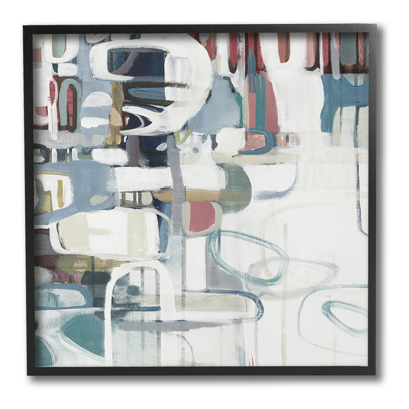 Cadre simple à formes abstraites asymétriques par Lisa Ridgers sur toile, H 17 po x l 17 po, Giclée encadrée noir minuit