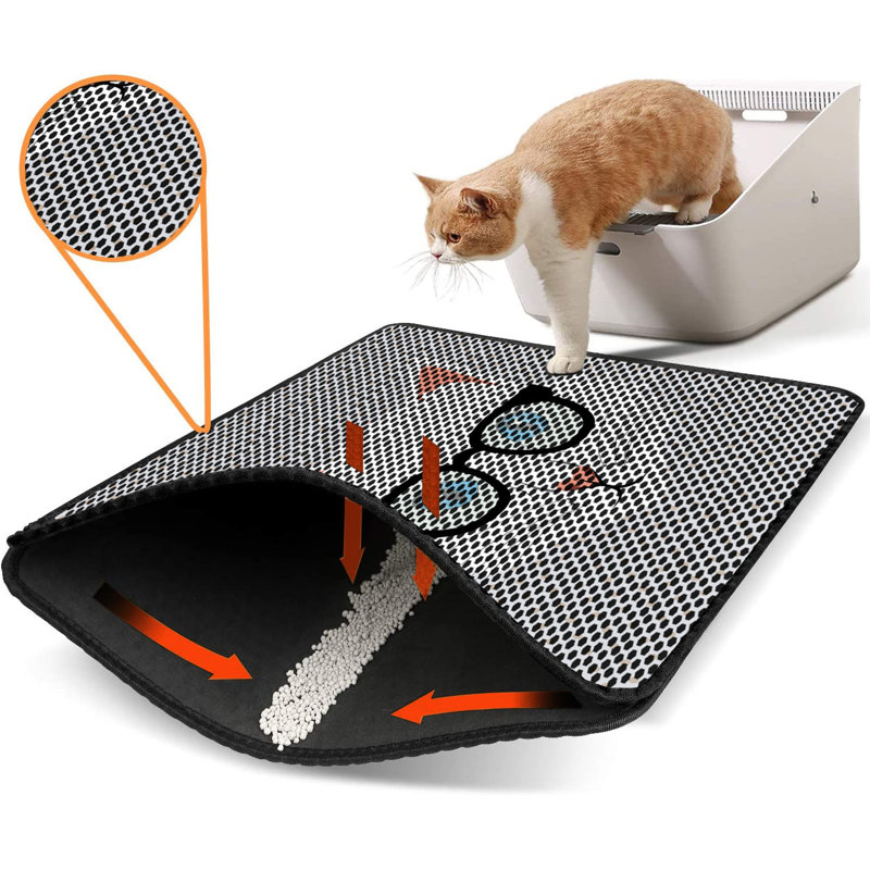 Tapis pour litière de qualité supérieure, 18 po x 24 po | 50% PVC / 50% polyester, lavable à la machine et passer l'aspirateur | Conception durable et facile à nettoyer pour les propriétaires d'animaux de compagnie | Protégez vos planchers des dégâts de la litière