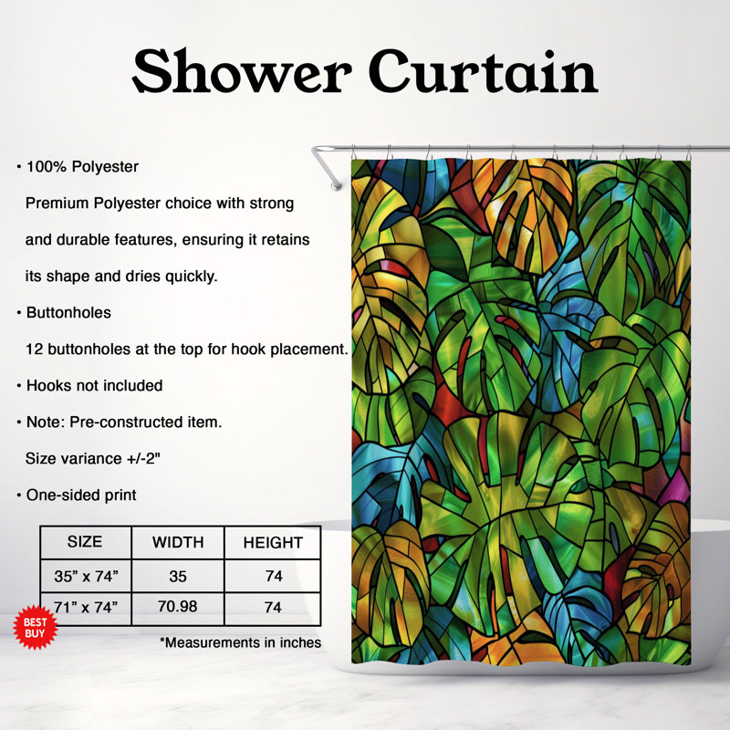 Rideau de douche standard 1 pièce, H 74 po x l 71 po