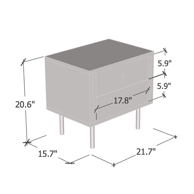 Table de chevet Cristal avec finition ultrabrillante, Blanc