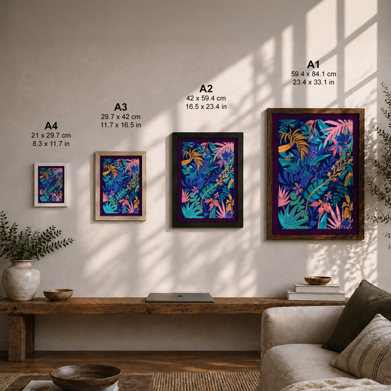 Abundance Tropical - Framed Print, A1 - 84.1 x 59.4 cm, Walnut