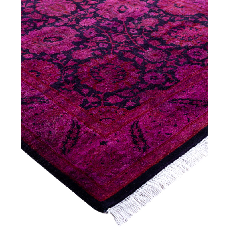 Overdyed Hand-Knotted Wool Modern-Contemporary Purple Runner 3' 0" x 10' 9"