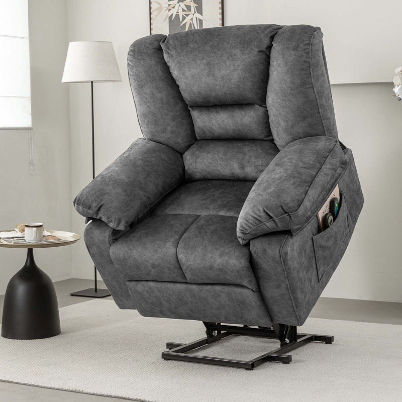 Fauteuil inclinable électrique Power Lift, Velours gris velours