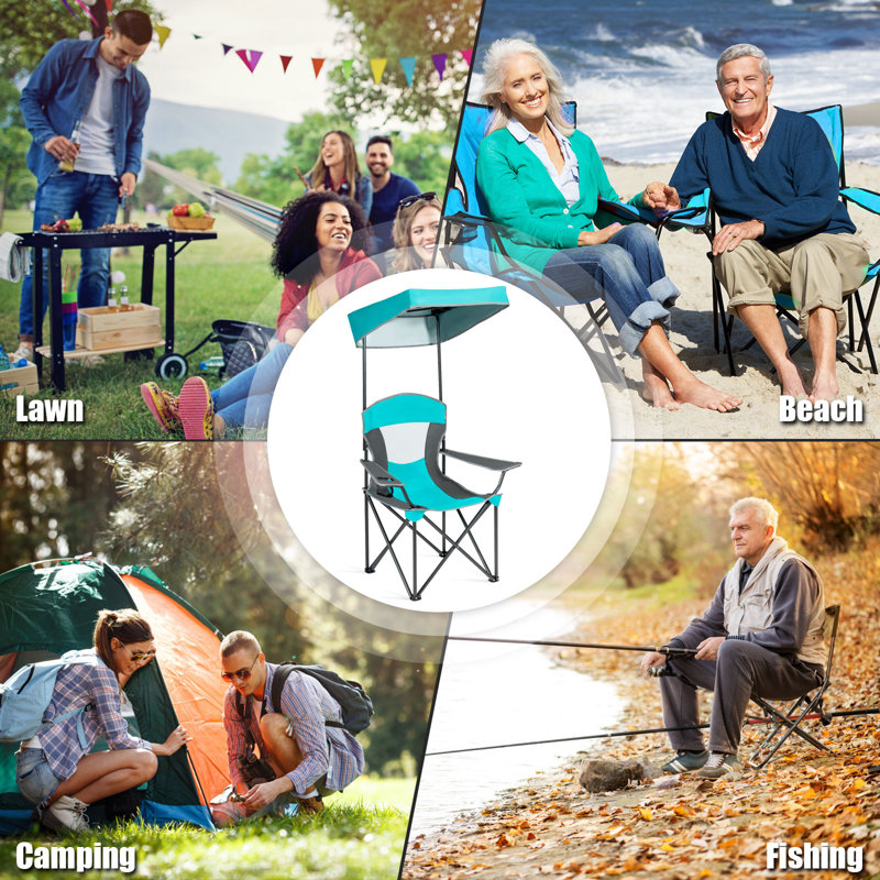 Daddario Folding Camping Chair, Turquoise/Grey