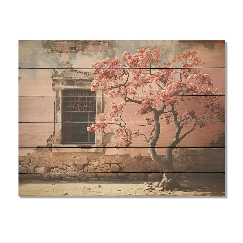 Rose, photographie, simplicité, arbre, art mural sur bois de pin naturel, H 24 po x l 32 po